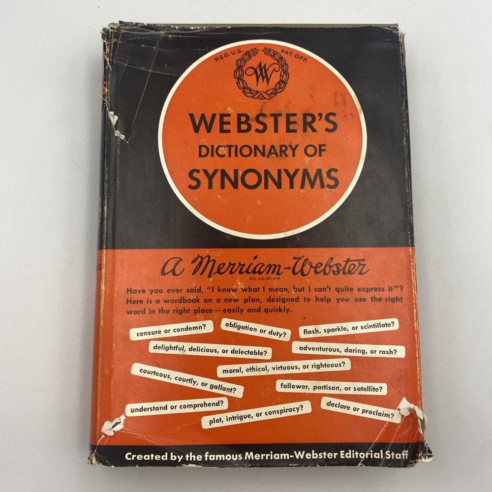 Vintage Webster's‎ Dictionary of Synonyms 1951 HC DJ